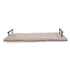 Bandeja Rustica em Metal e Madeira 40cm