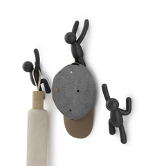 Buddy Conjunto Cabideiro Gancho de Parede Preto Umbra - 3 Peças