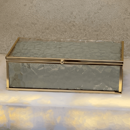Caixa de Vidro e Metal Dourado 21cm P