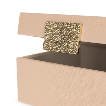Caixa Decorativa em MDF e PU Bege 20,6cm P