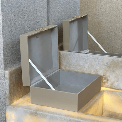 Caixa Decorativa em MDF e PU Bege 28,5cm G