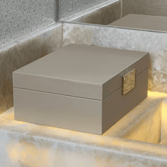 Caixa Decorativa em MDF e PU Bege 28,5cm G