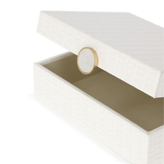 Caixa Decorativa em MDF e PU Branca 32,5cm G