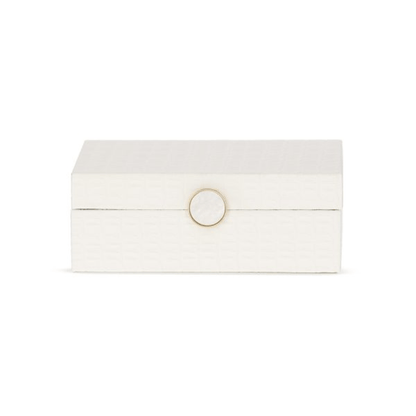Caixa Decorativa em MDF e PU Branca 22,5cm P