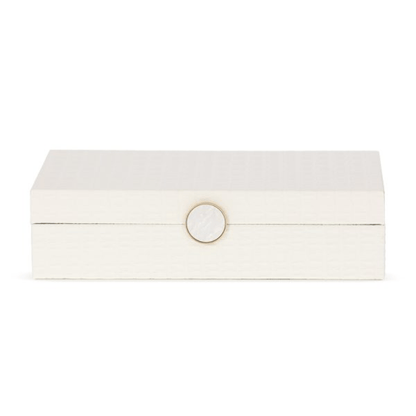 Caixa Decorativa em MDF e PU Branca 32,5cm G