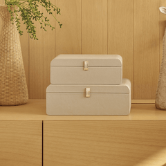 Caixa em MDF com Revestimento em PU Cinza 24cm