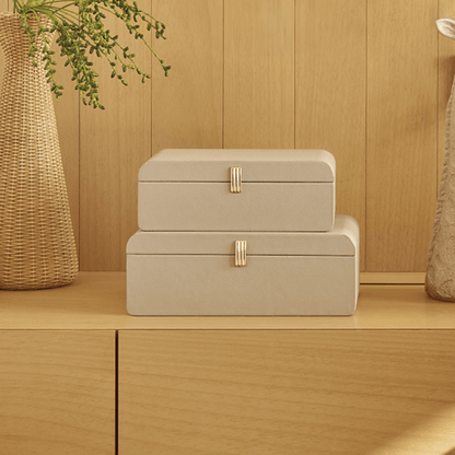 Caixa em MDF com Revestimento em PU Cinza 28cm