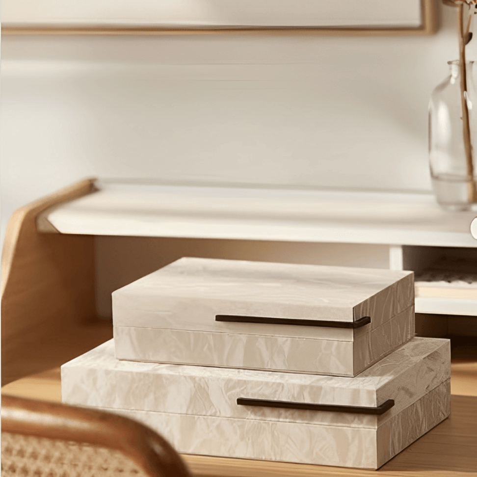 Caixa em MDF Revestido em PU Cinza 31cm G