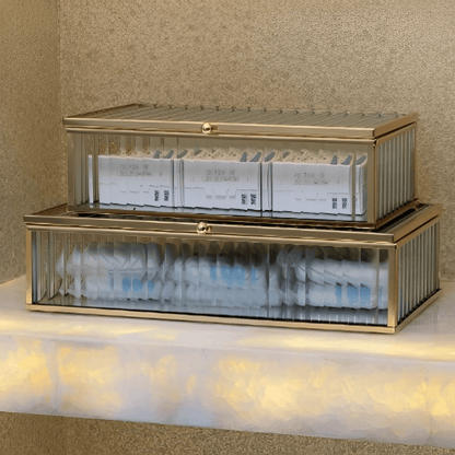 Caixa em Vidro com Metal 25cm G