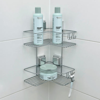 Cantoneira Porta Shampoo Dupla de Canto com Ventosa Cromado