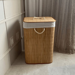 Cesto de Roupas Bambu com Tampa 60cm