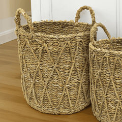 Cesto em Seagrass Trançado com Alças Caubi 32cm