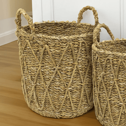 Cesto em Seagrass Trançado com Alças Caubi 32cm