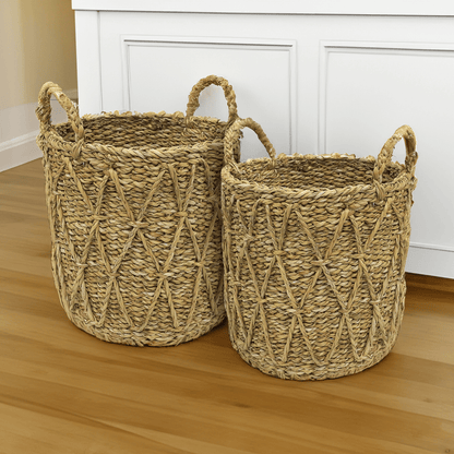 Cesto em Seagrass Trançado com Alças Caubi 36cm