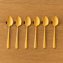 Jogo 6 Colheres para Café Viena Dourado 11cm