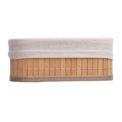 Conjunto 3 Cestos Retangulares de Bambu com Forro de Tecido