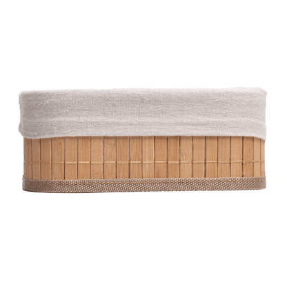 Conjunto 3 Cestos Retangulares de Bambu com Forro de Tecido