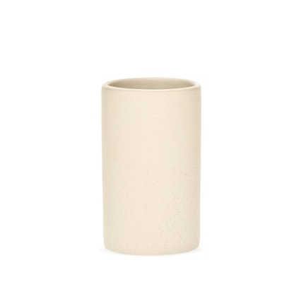 Copo Porta Escova em Cerâmica Bege 12cm