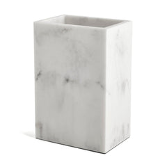 Copo Porta Escova Multiuso em Poliresina Branco Marmorizado 12cm