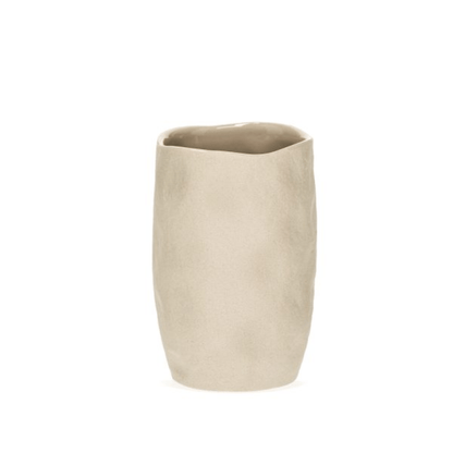 Copo Vaso Decorativo em Cerâmica Bege 12cm