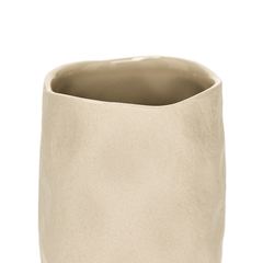 Copo Vaso Decorativo em Cerâmica Bege 12cm