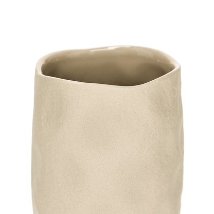 Copo Vaso Decorativo em Cerâmica Bege 12cm