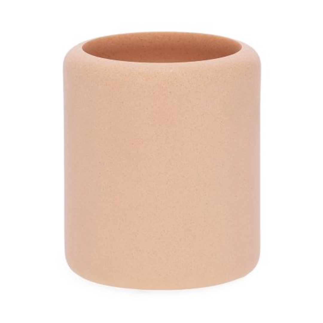 Copo Porta Escova Redondo de Poliresina Rosa 10,5cm
