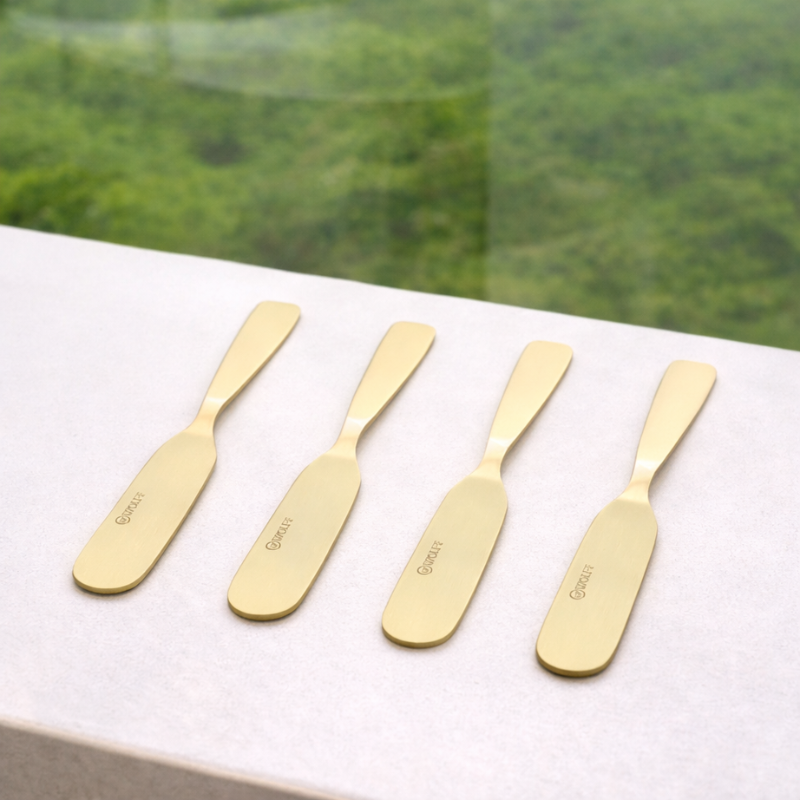 Jogo 4 Espátulas Aço Inox Dourado