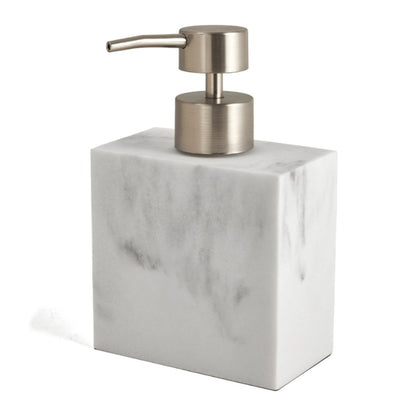 Dispenser Porta Sabonete Liquido em Poliresina Branco Marmorizado 15cm