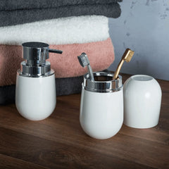 Dispenser Porta Sabonete Liquido New Belly Cromo Branco Off White - 400 ml