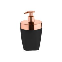 Dispenser Porta Sabonete Liquido Preto com Rose Gold 16cm