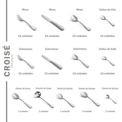 Faqueiro Inox Croisé 101 Peças St James