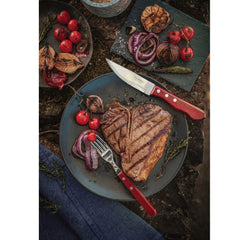 Faqueiro para Churrasco Jumbo em Aço Inox com Cabo Vermelho Polywood 12 Peças Tramontina