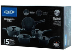 Jogo de Panelas Brinox Antiaderente Ceramic Life - 5 Peças