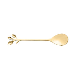 Jogo 4 Colheres Para Chá Aço Inox Leaves Dourado