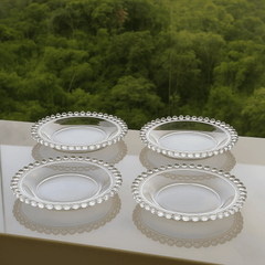 Jogo 4 Pratos em Cristal Pearl 14cm