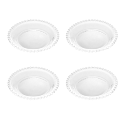 Jogo 4 Pratos em Cristal Pearl 14cm