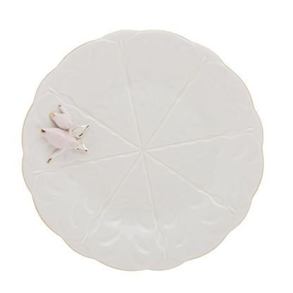 Jogo 4 Pratos para Sobremesa Bird Porcelana Branco 20cm