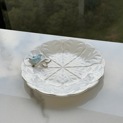 Jogo 4 Pratos para Sobremesa Bird Porcelana Branco 20cm