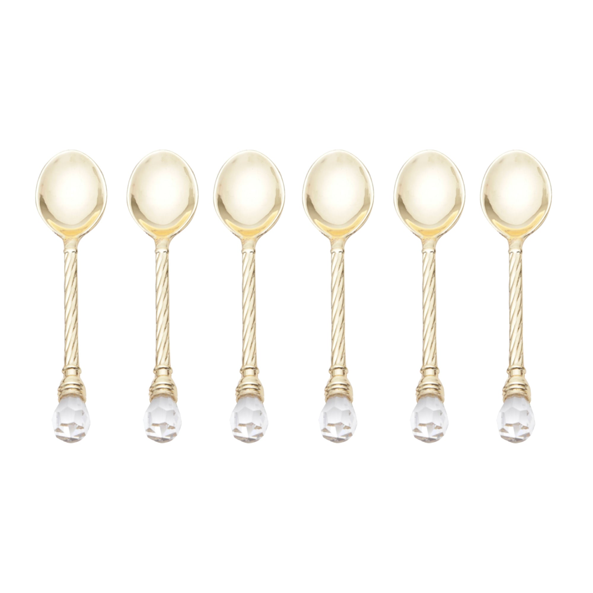 Jogo 6 Colheres de Café Zamac Crystal Dourada 11cm