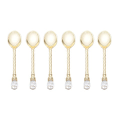 Jogo 6 Colheres de Café Zamac Crystal Dourada 11cm