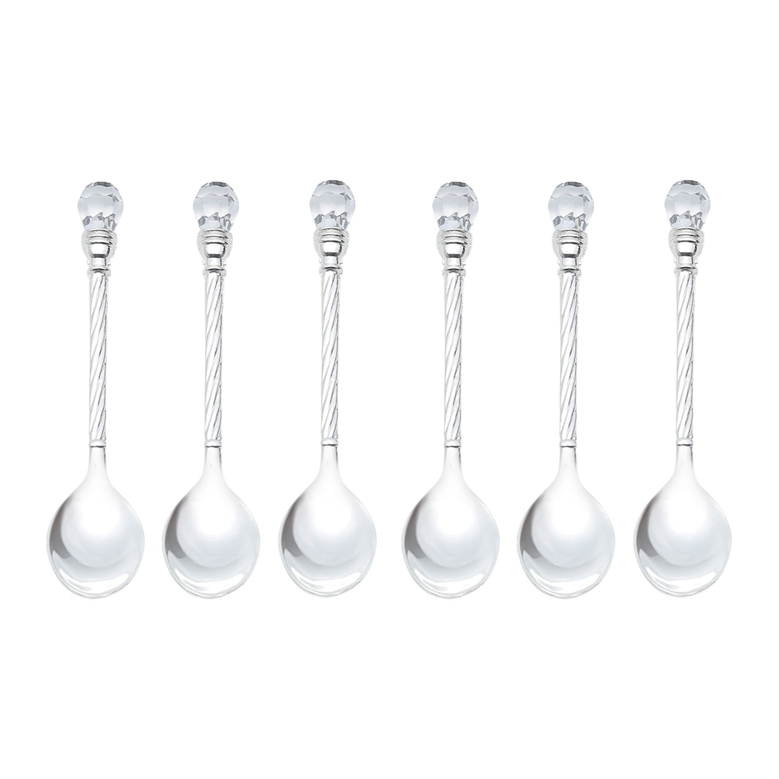 Jogo 6 Colheres de Café Zamac Crystal Niquelado 11cm