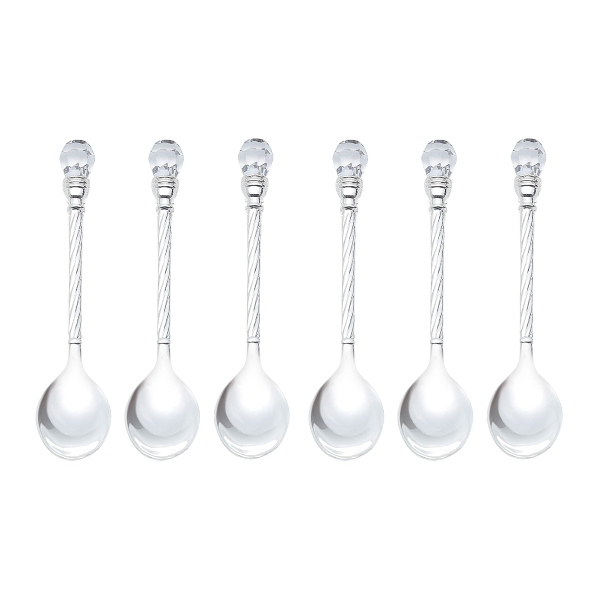 Jogo 6 Colheres de Café Zamac Crystal Niquelado 11cm