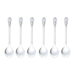 Jogo 6 Colheres de Café Zamac Crystal Niquelado 11cm
