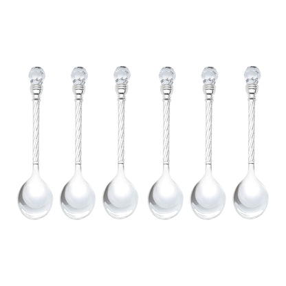 Jogo 6 Colheres de Café Zamac Crystal Niquelado 11cm