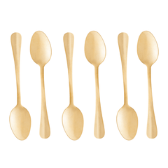 Jogo 6 Colheres de Chá Positano Dourado 13cm