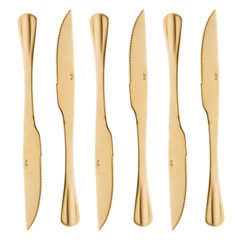 Jogo 6 Facas Churrasco Positano Dourado 23cm
