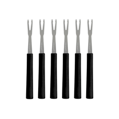 Jogo 6 Garfos em Aço Inox para Petisco Preto