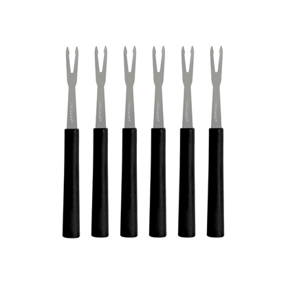 Jogo 6 Garfos em Aço Inox para Petisco Preto
