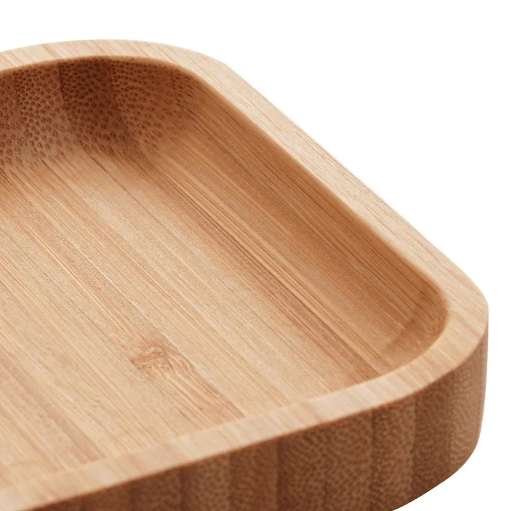 Kit 3 Petisqueiras Bandeja Retangular de Bambu 28cm